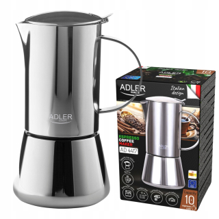 Kávovar Kávovar 500ml Funguje na indukciu, Plyn, Steel Adler